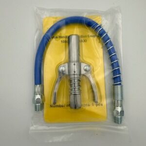 Double Handle Lock Pliers Grease Gun Coupler 10000 PSI with Blue Flexible Hose